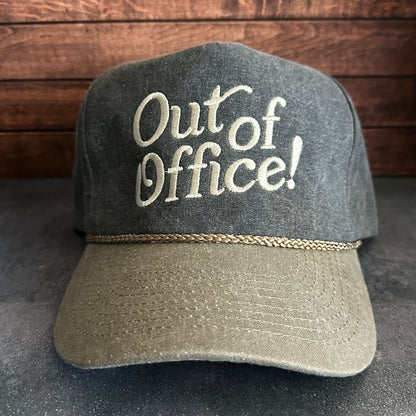 Vintage Style Stone Washed Out of Office Faded Canvas Snapback Trucker Hat