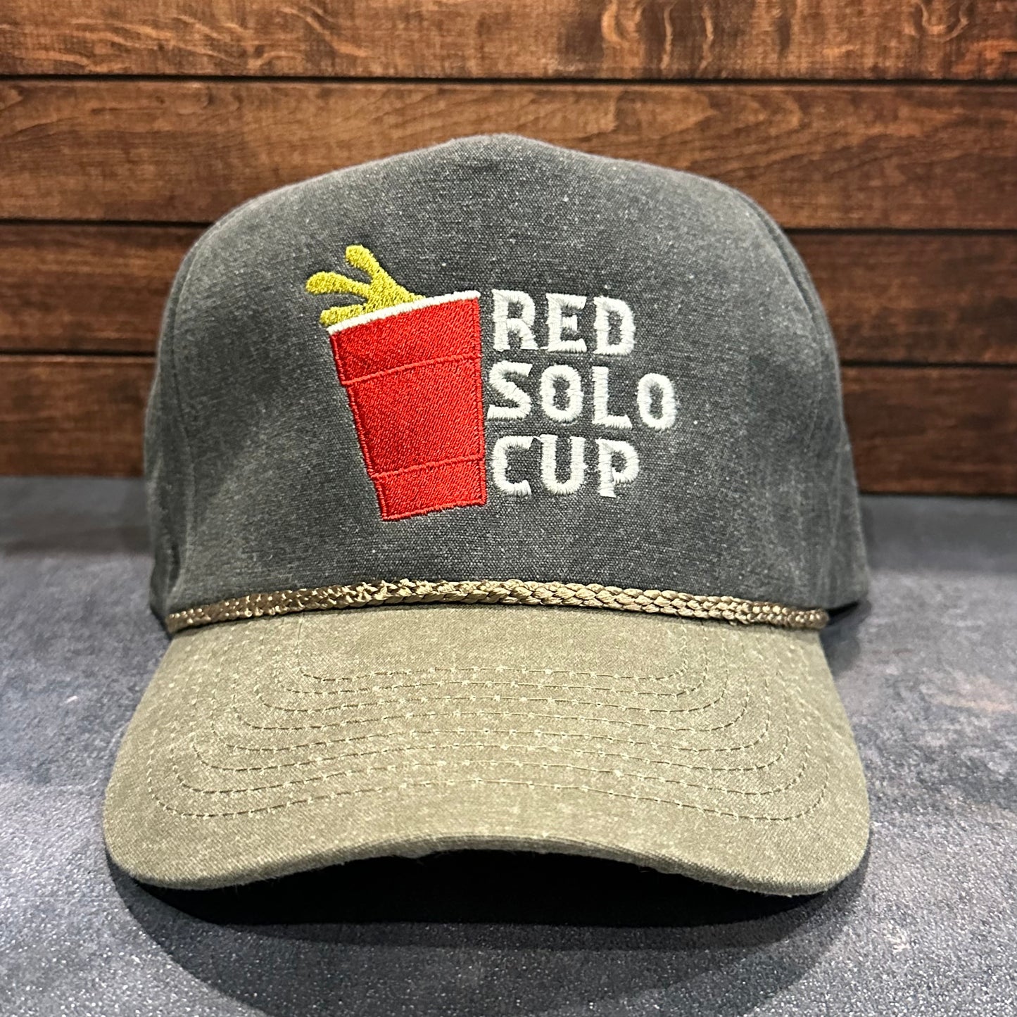 Red Solo Cup 5 Panel Faded Canvas Snapback Trucker Rope Hat