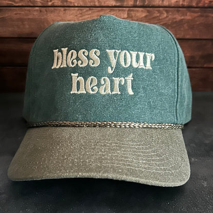 Bless Your Heart Faded Canvas Snapback Trucker Hat