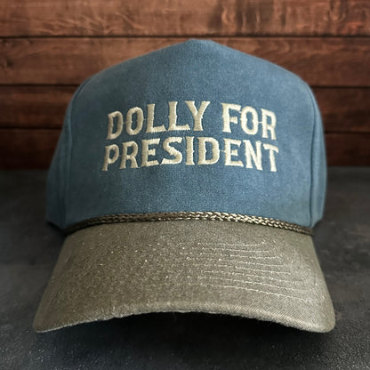 Vintage Style Dolly for President Faded Canvas Snapback Trucker Hat