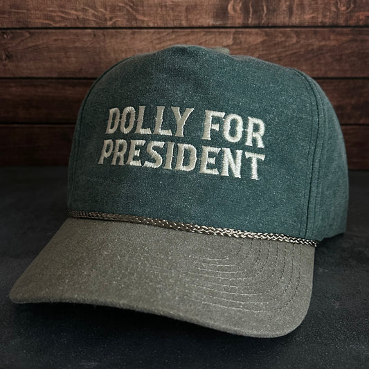 Vintage Style Dolly For President Faded Canvas Snapback Trucker Hat
