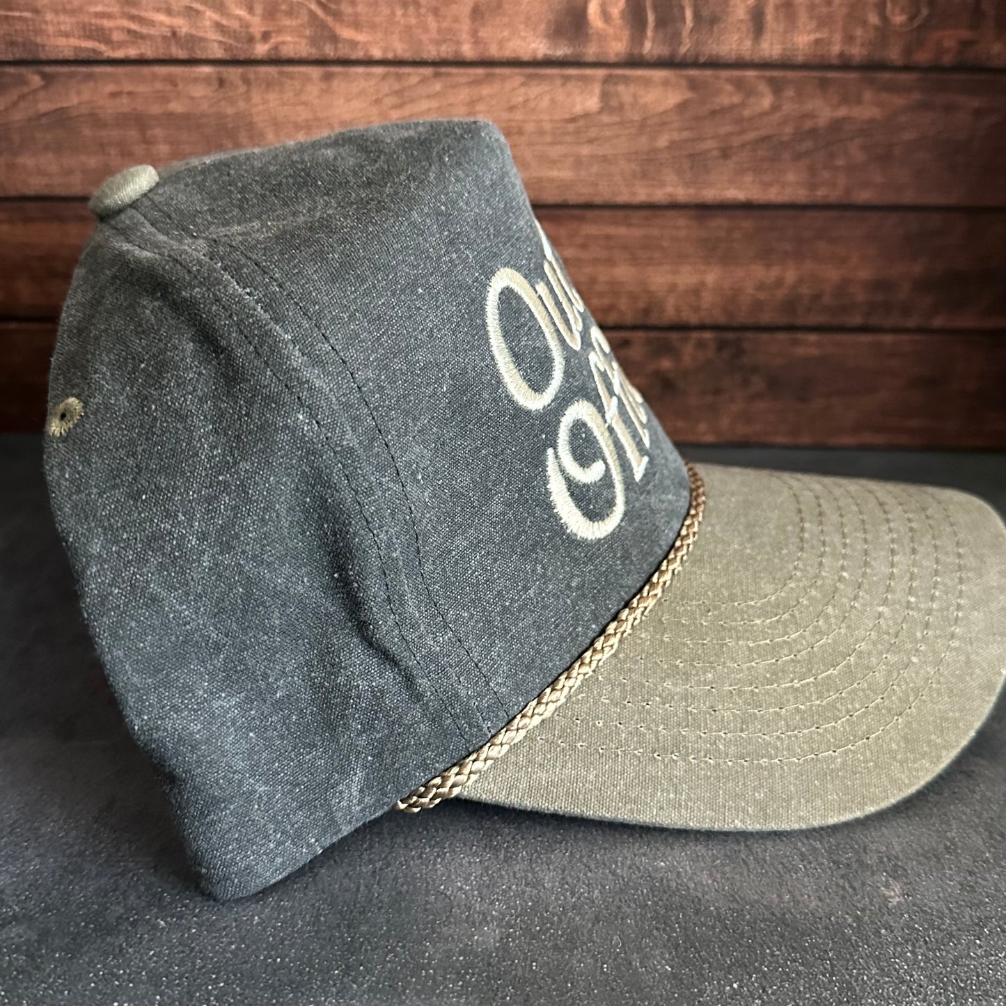 Vintage Style Stone Washed Out of Office Faded Canvas Snapback Trucker Hat