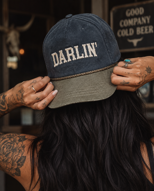 Vintage Style Darlin’ Faded Canvas Snapback Trucker Hat