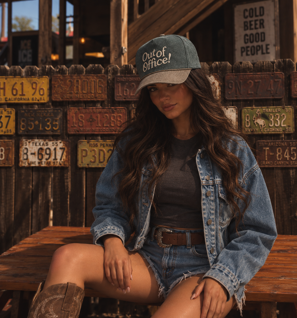 Vintage Style Stone Washed Out of Office Faded Canvas Snapback Trucker Hat