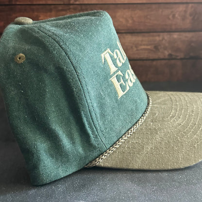 Take It Easy Embroidered Faded Canvas Snapback Trucker Hat