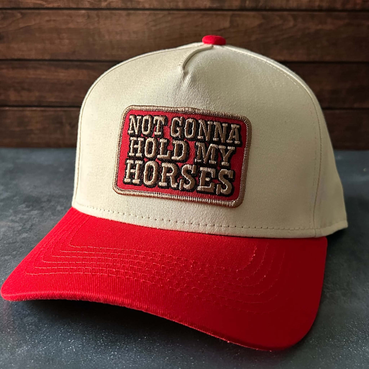 Not Gonna Hold My Horses Two Tone Canvas Trucker Hat