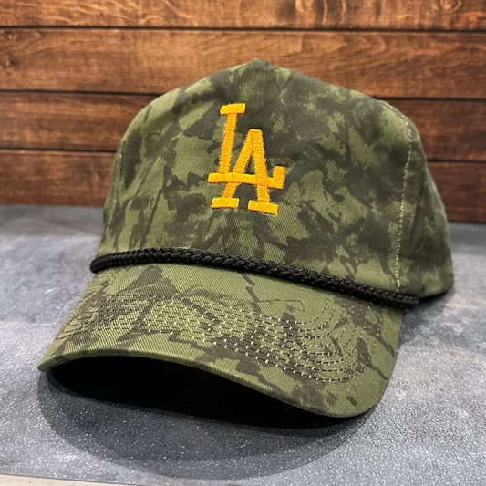 Vintage Style Los Angeles “LA” Stitched Camouflage Trucker Rope Hat Free Shipping