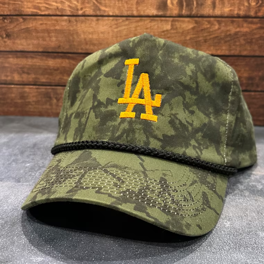 Vintage Style Los Angeles “LA” Stitched Camouflage Trucker Rope Hat Free Shipping