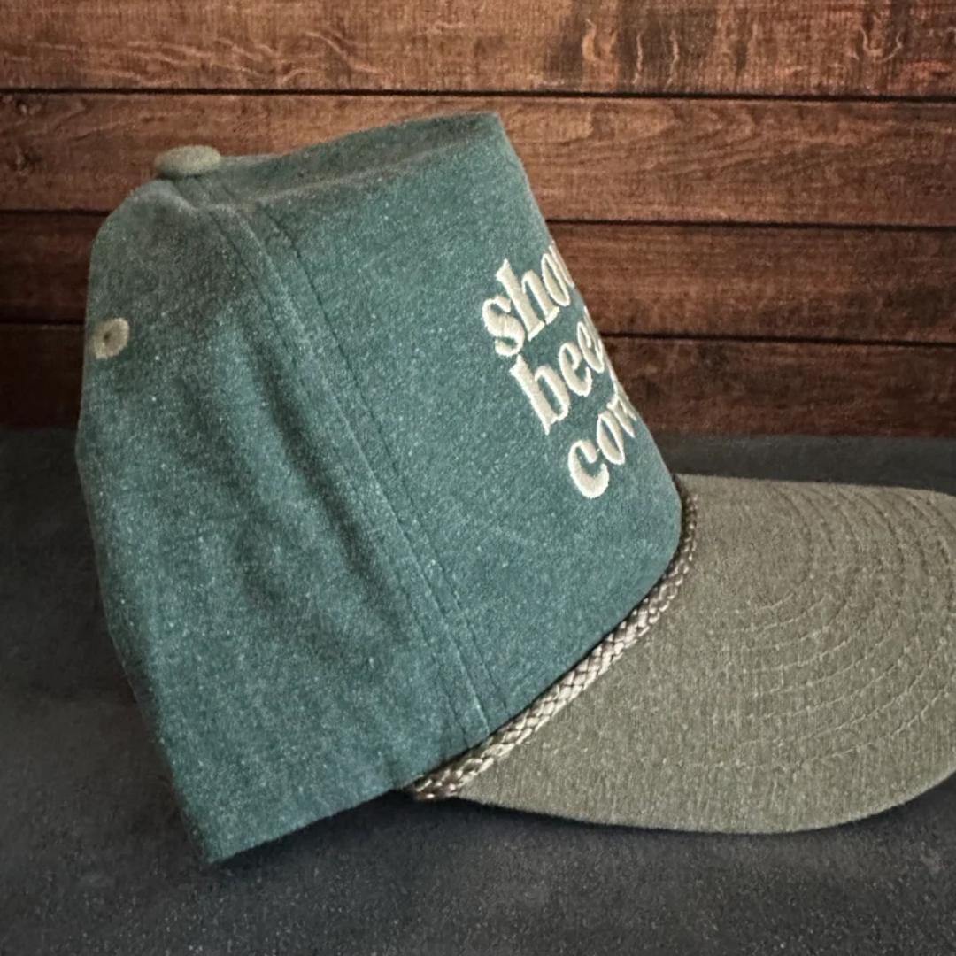 Vintage Style Shoulda Been a Cowboy Faded Canvas Snapback Trucker Rope Hat