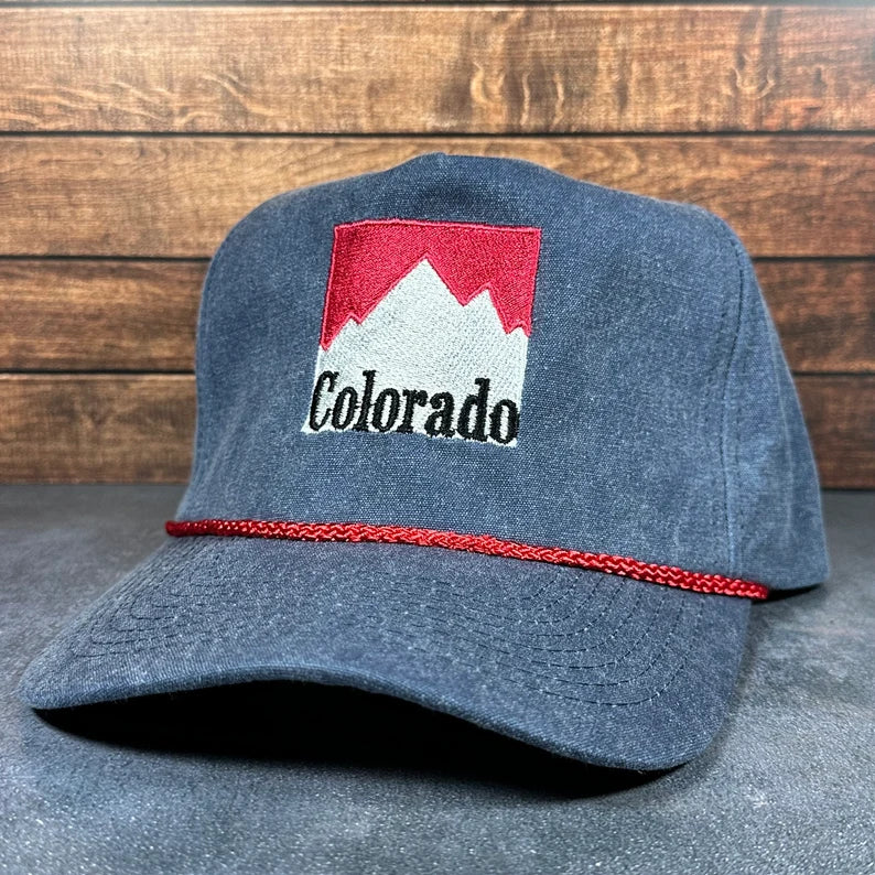 Vintage Style Colorado Outdoors Faded Canvas Snapback Trucker Rope Hat