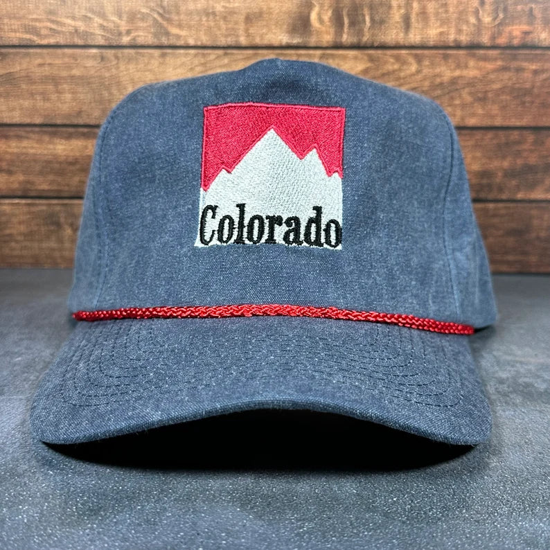 Vintage Style Colorado Outdoors Faded Canvas Snapback Trucker Rope Hat