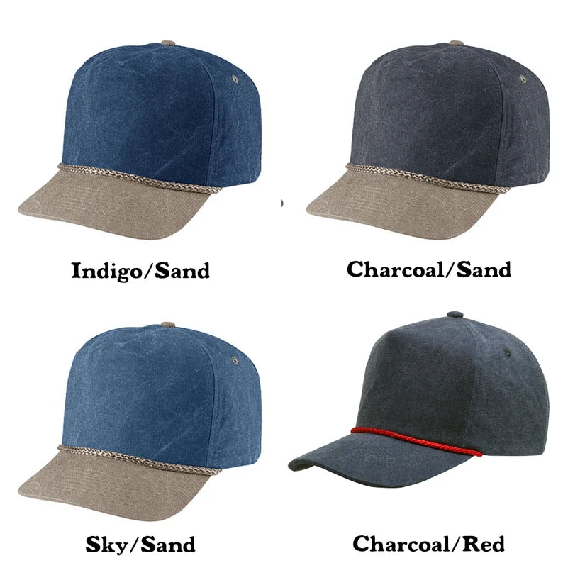 Vintage Style Stay Wild Outdoors Embroidered Faded Canvas Snapback Trucker Rope Hat for Men and Women with Free Shipping