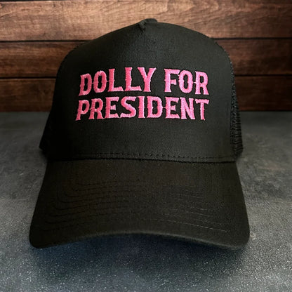 Vintage Style Dolly For President Embroidered Mesh Back Trucker Hat with Free Shipping