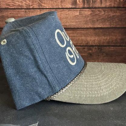 Vintage Style Out of Office Embroidered Faded Canvas Snapback Trucker Rope Hat with Free Shipping