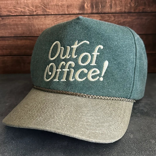 Vintage Style Out of Office Embroidered Faded Canvas Snapback Trucker Rope Hat with Free Shipping