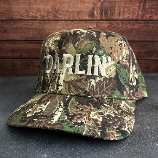 Vintage Style Darlin’ Embroidered Camouflage Canvas Snapback Trucker Rope Hat with Free Shipping