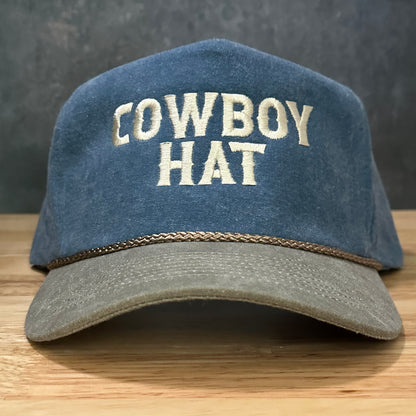 Cowboy Hat Embroidered Faded Canvas Snapback Trucker Hat