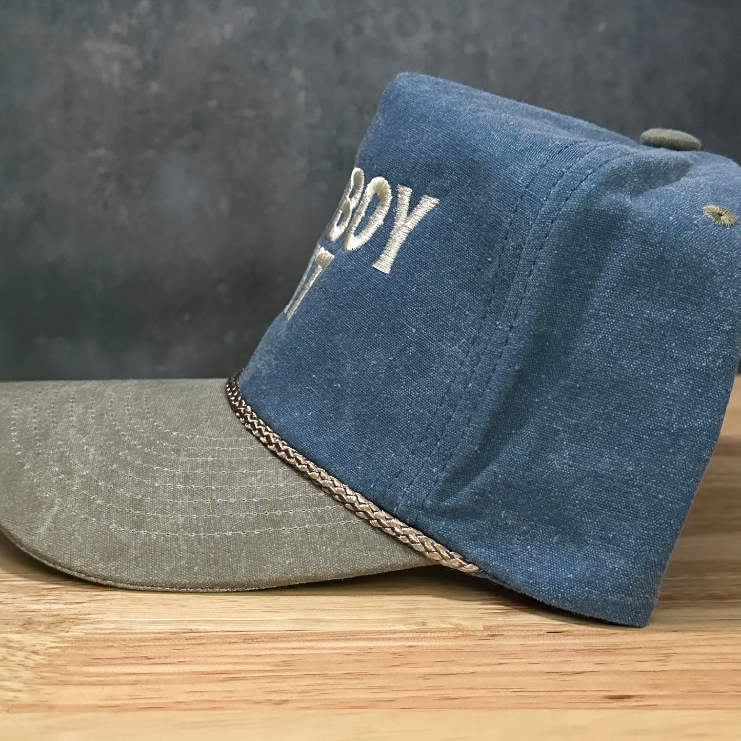 Cowboy Hat Embroidered Faded Canvas Snapback Trucker Hat