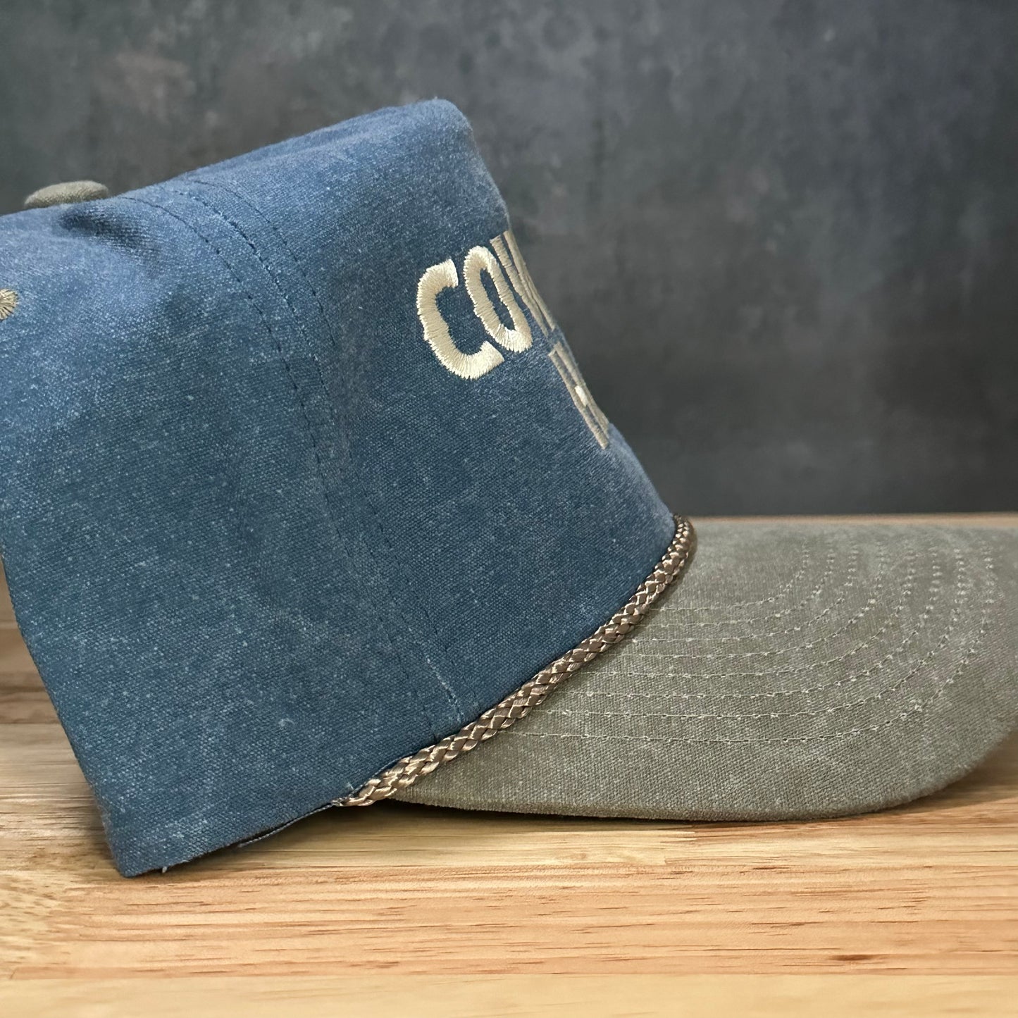 Cowboy Hat Embroidered Faded Canvas Snapback Trucker Hat